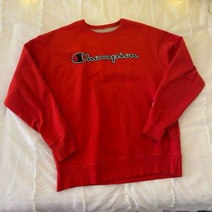 Oversized Red Champion Crewneck - LARGE